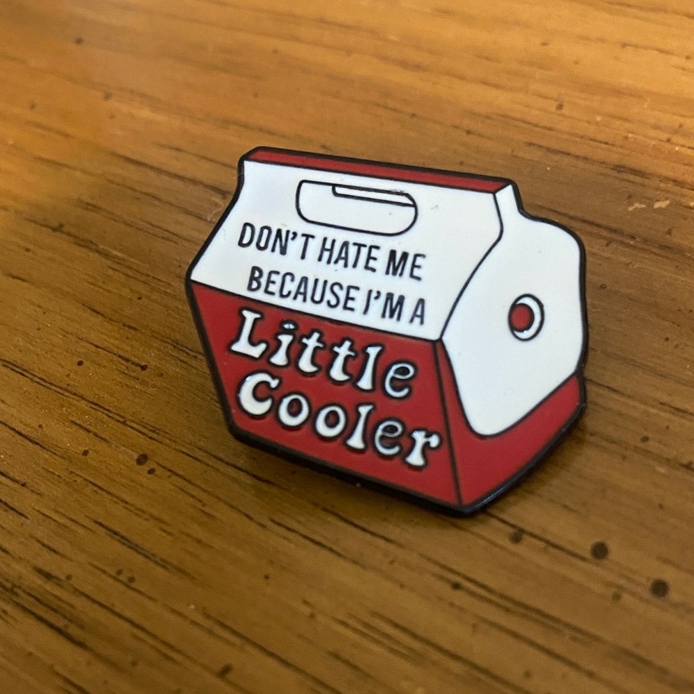 Red and White Cooler Enamel Pin